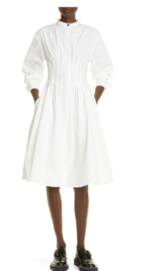 Image of sale on Pleated Long Sleeve Poplin Midi Dress