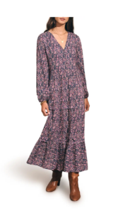 Image of sale on Isabella Floral Block Long Sleeve Midi Dress