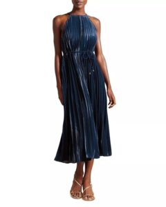 Image of sale on Kassiah Pleated Halter Midi Dress