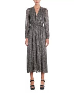 Image of sale on Metallic Pleated Midi Dress