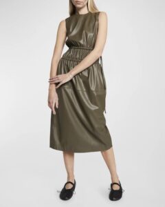 Image of sale on Faux-leather A-line Midi Tank Dress