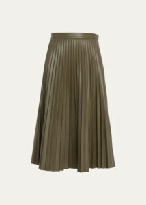 Image of sale on Pleated Faux-leather Midi Skirt