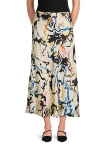 Image of sale on Beth Abstract Print Midi Skirt