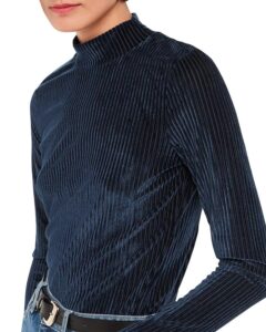 Image of sale on Velvet Ribbed Mock Neck Top