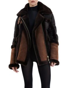 Image of sale on Garnier Suede Shearling Trim Down Jacket