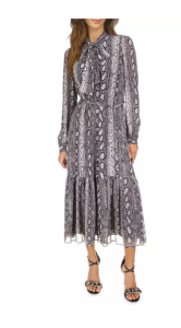 Image of sale on Snakeskin Tiered Midi-dress
