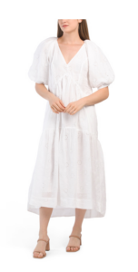 Image of sale on V-neck Puff Sleeve Maxi Dress