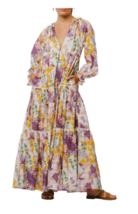 Image of sale on Ryder Patchwork Long Sleeve Tiered Cotton Maxi Dress