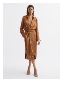 Image of sale on Devoure Print Belted Midi Dress