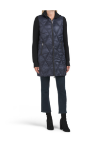 Image of sale on Knit Sleeve Diamond Quilted Puffer Coat