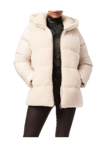 Image of sale on Mixed Media Quilted Hooded Puffer Jacket