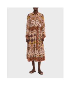 Image of sale on Lolan Geo-print Georgette Button-front Midi Dress