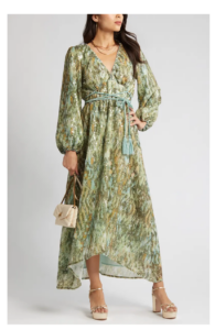 Image of sale on Darcie Sequin Long Sleeve Tie Belt High-low Dress