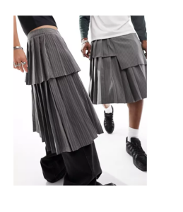 Image of sale on Kilt Skirt in Dark Gray Pinstripe