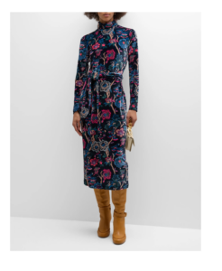 Image of sale on Piper Velvet Belted Turtleneck Midi Dress