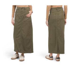 Image of sale on Denim Maxi Skirt with Pork Chop Pockets