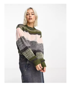Image of sale on Knitted Crew Neck Sweater in Multi Stripe