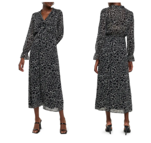 Image of sale on Floral Long Sleeve Chiffon Midi Dress