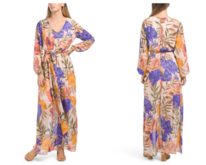 Image of sale on Long Sleeve V-neck Maxi Dress with Sash