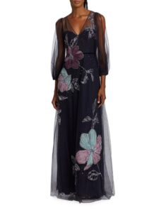 Image of sale on Beaded Floral Tulle Gown
