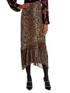 Image of sale on Leandra Leopard Silk Midi Skirt