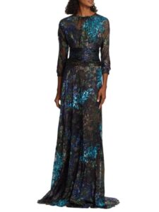 Image of sale on Floral Chiffon & Velvet Gown