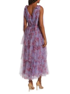 Image of sale on Floral Tiered Tulle Midi Dress