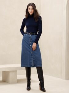 Image of sale on Denim Knee-length Skirt