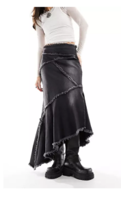 Image of sale on Exposed Seam Denim Maxi Skirt