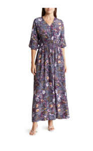 Image of sale on Floral Dolman Sleeve Maxi Dress