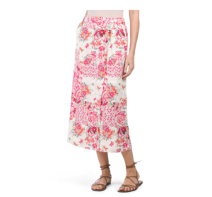 Image of sale on Linen Floral Print Overlay Skirt