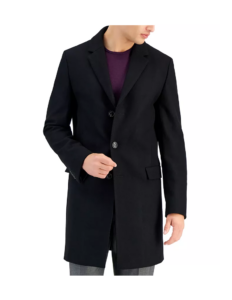 Image of sale on Men’s Slim-fit Wool Classic Black Overcoat