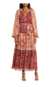 Image of sale on Kira Mixed Print Long Sleeve Belted Dress