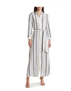 Image of sale on Stripe Long Sleeve Maxi Shirtdress
