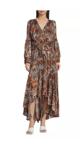 Image of sale on Adamite Tie-front Satin Maxi Dress