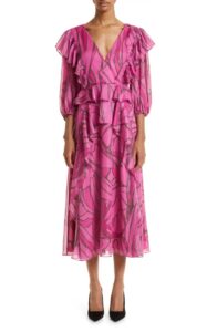 Image of sale on Victoir Abstract Print Chiffon Ruffle Dress