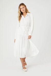 Image of sale on Satin Tie-front Shirt Midi Dress
