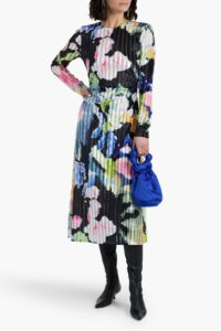 Image of sale on Blackley Ruched Printed Devoré-velvet Midi Dress