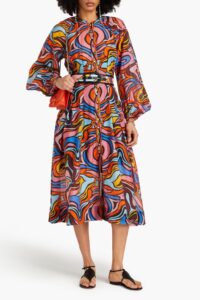 Image of sale on Chiquita Belted Printed Crepe Midi Dress