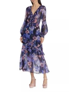 Image of sale on Varda Printed Ruffled Midi-dress