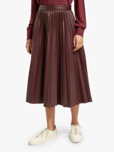 Image of sale on Faux Leather Pleated High Rise Midi Skirt