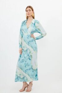 Image of sale on Petite Marble Print Jersey Shirt Midi Dress