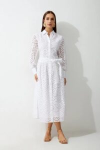 Image of sale on Cotton Broderie Long Sleeve Woven Maxi Dress