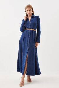 Image of sale on Cotton Maxi Woven Shirt Dress
