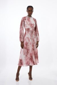 Image of sale on Petite Abstract Floral Embellished Woven Maxi Dress