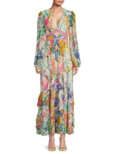 Image of sale on Floral Ruffle Maxi Dress