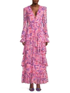 Image of sale on Floral Ruffle Maxi Dress