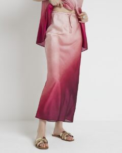 Image of sale on Pink Satin Ombre Maxi Skirt
