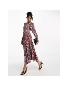 Image of sale on Maxi Shirt Dress in Jacquard Floral Print