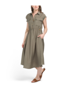 Image of sale on Airwash Cap Sleeve Dress with Drawcord Waist